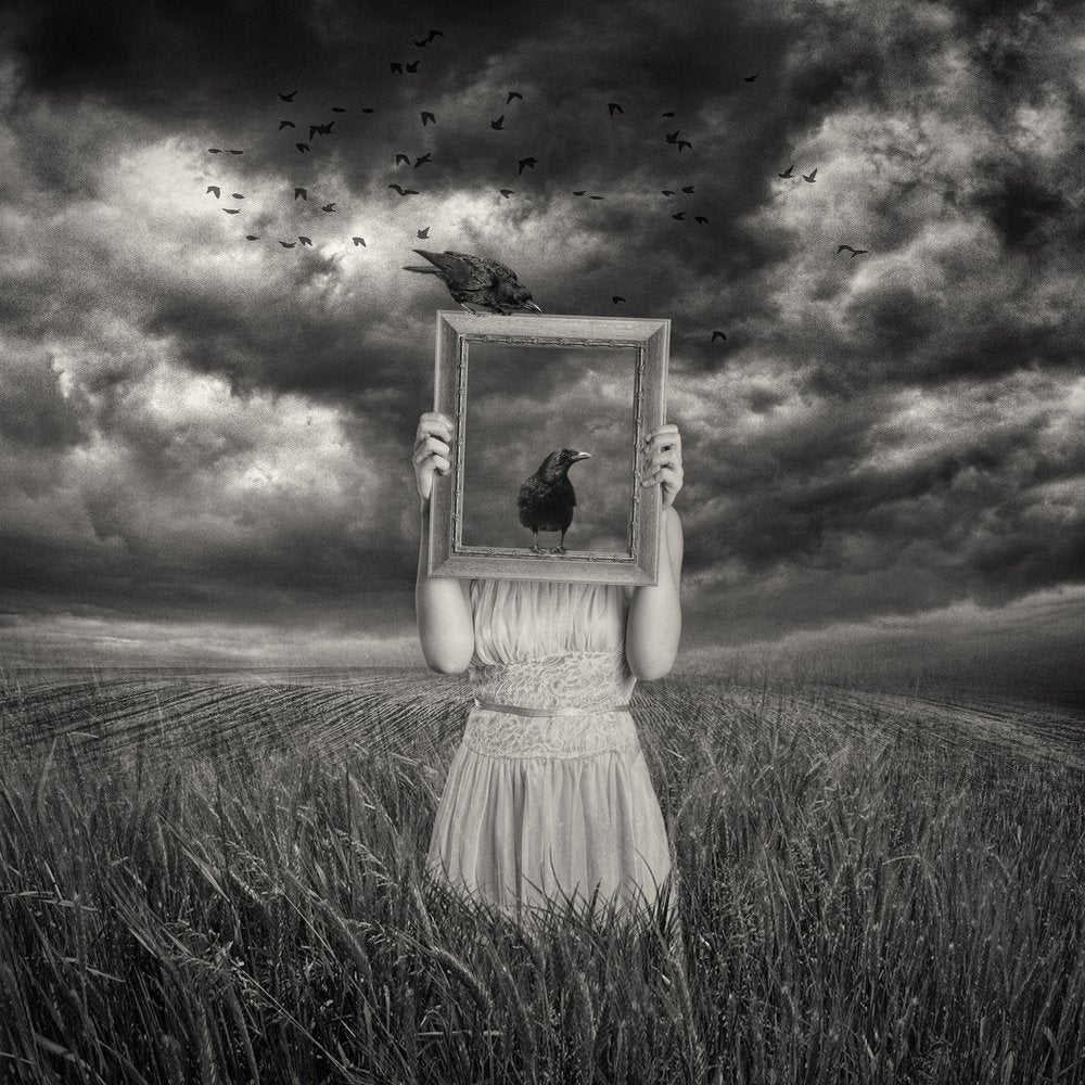 Woman With Framed Raven