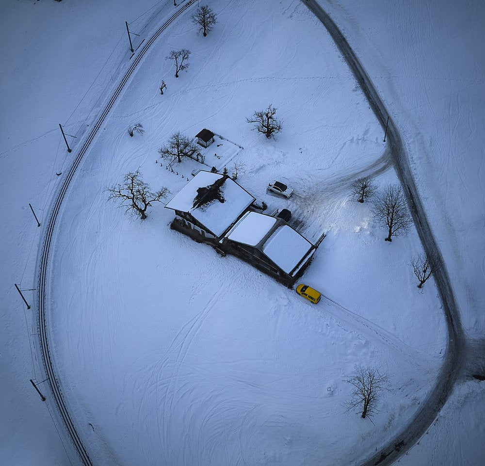 Aerial Winter Homestead