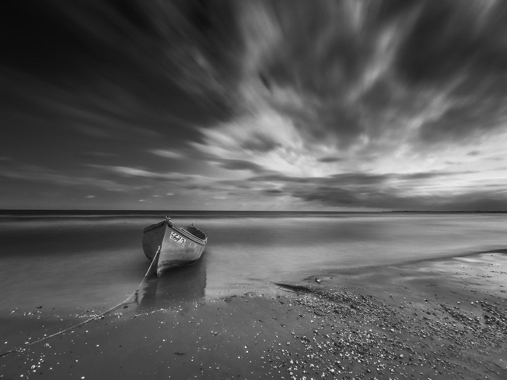 Coastal Solitude Black White