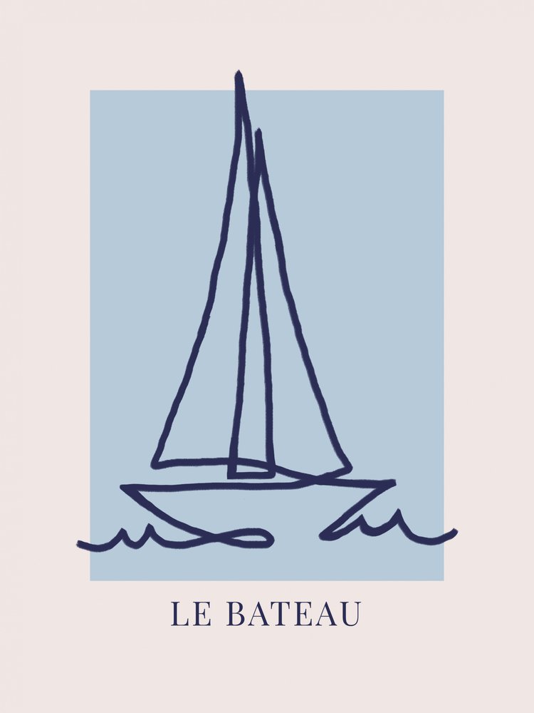 Minimalist Blue Sailboat