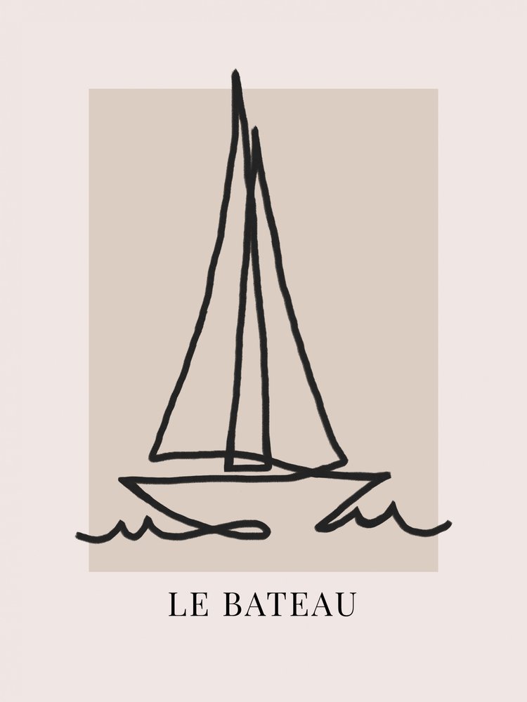 Minimalist Ocean Sailboat
