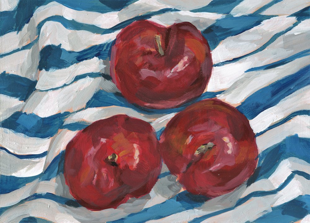 Fresh Apples on Stripes