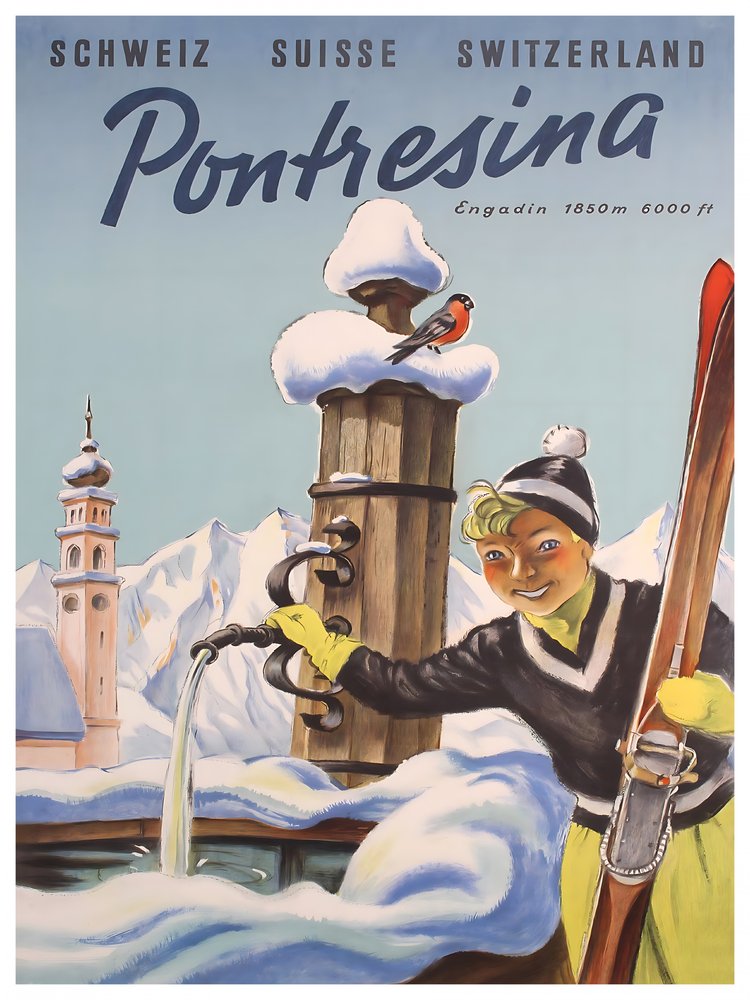 Happy Skier Winter Fountain