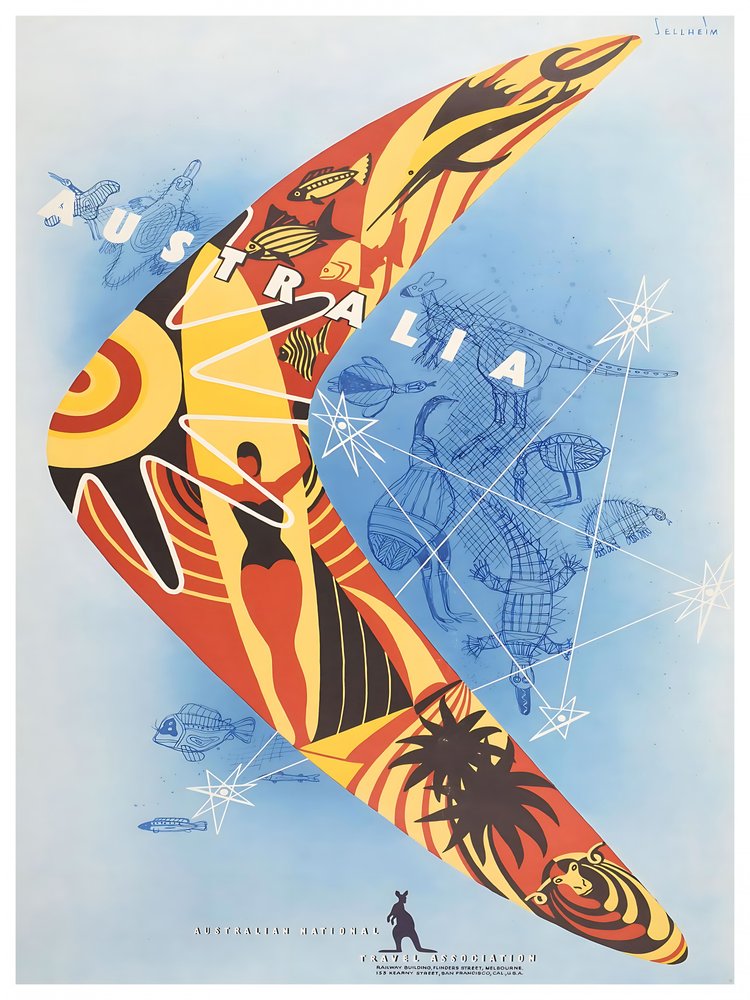 Vintage Australia Travel Boomerang