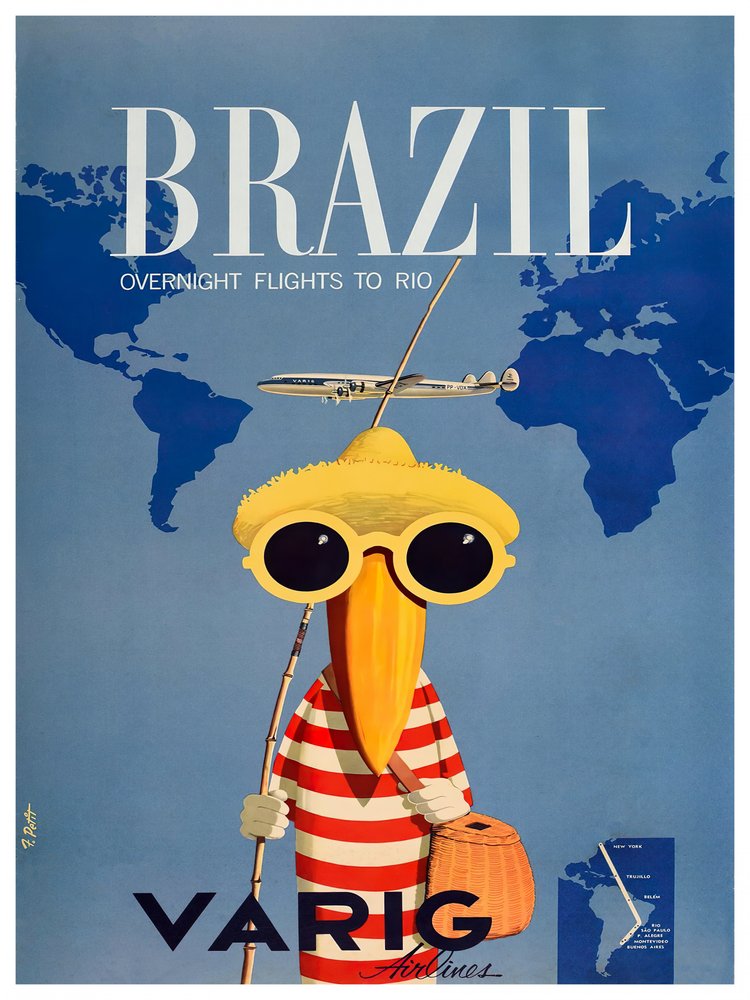 Retro Brazil Travel Bird
