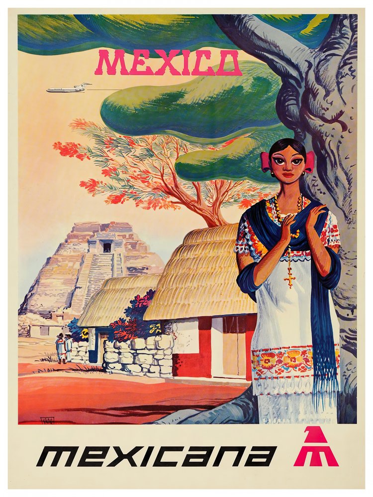 Mexican Woman Mayan Pyramid