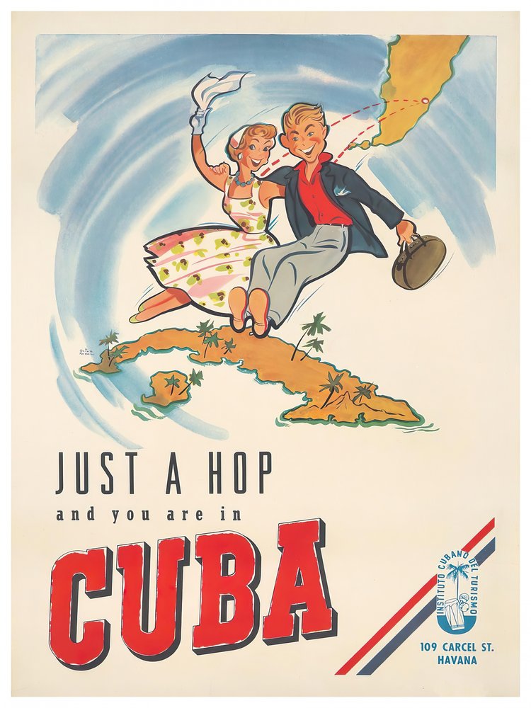 Vintage Cuba Travel Map