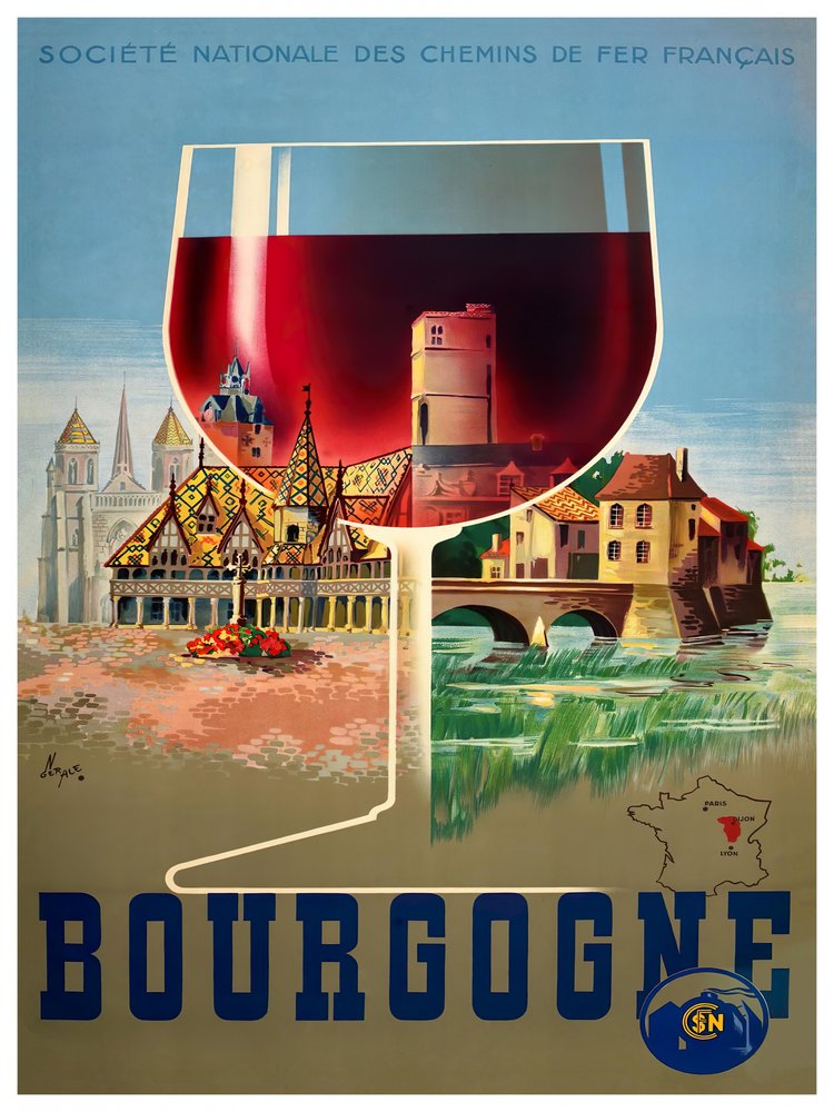 Vintage Burgundy Wine Country