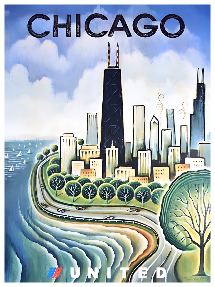 Retro Chicago Skyline