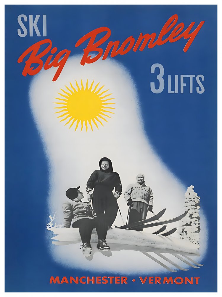 Retro Skiers Sunny Day