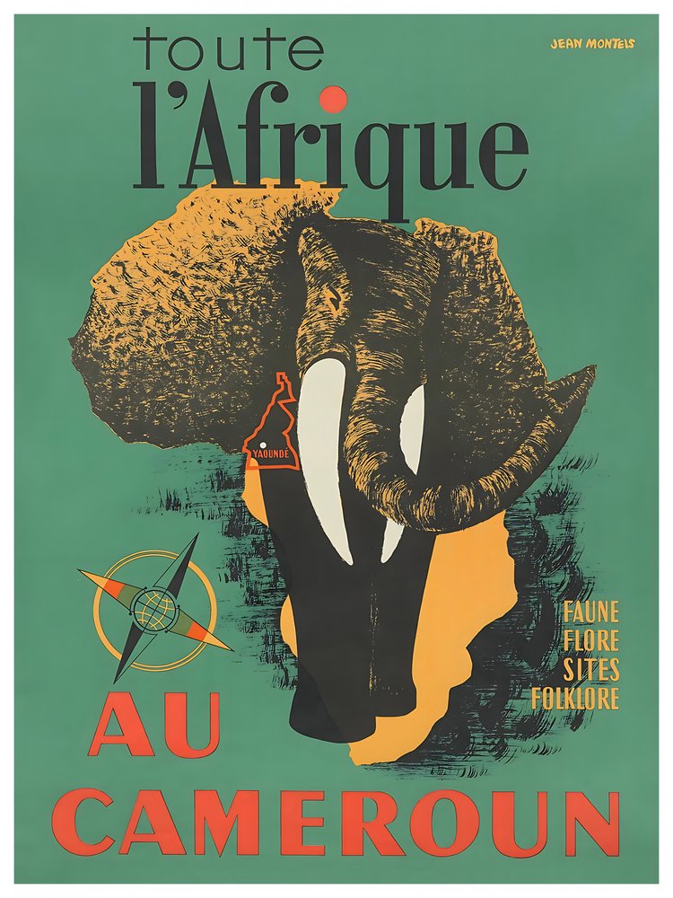 Vintage African Elephant Map