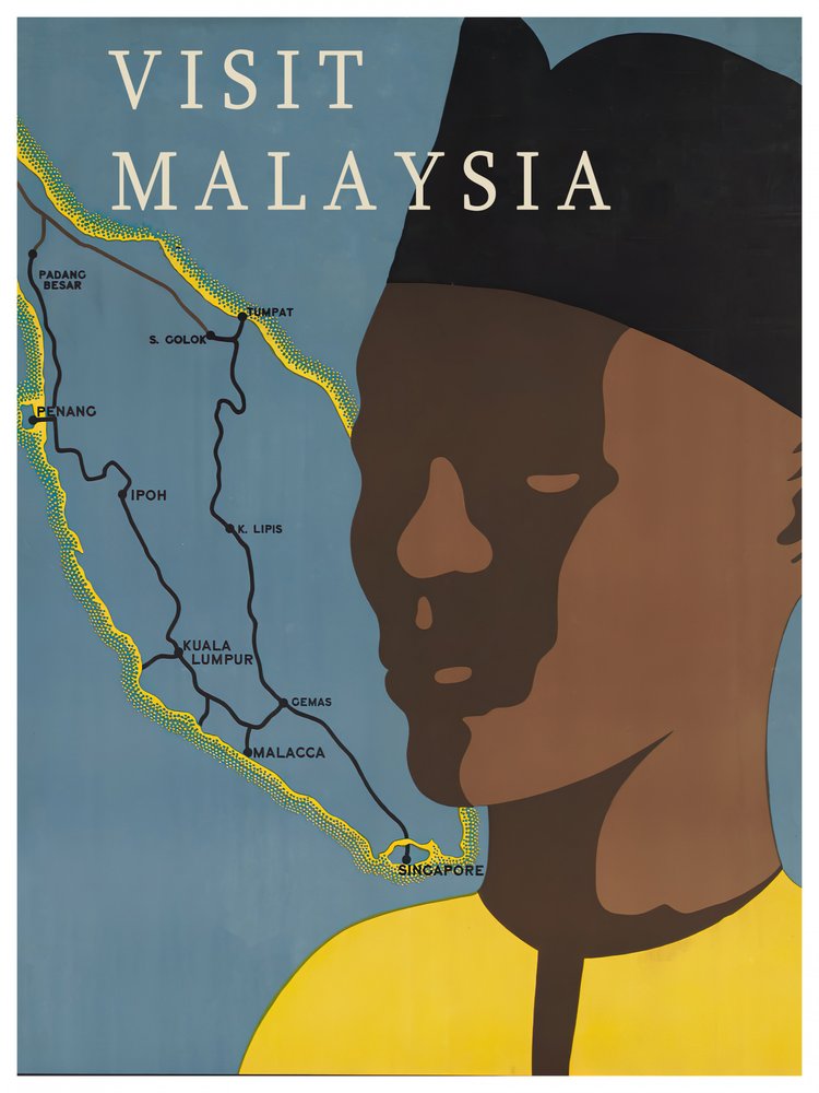 Vintage Malaysia Map Profile