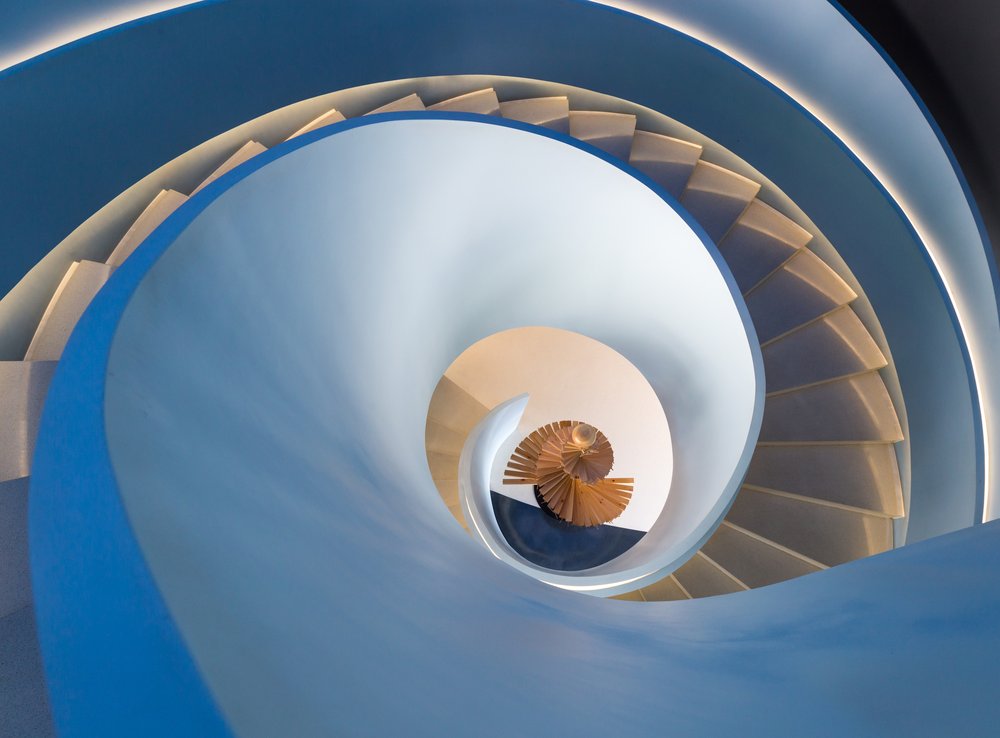 Blue Spiral Staircase