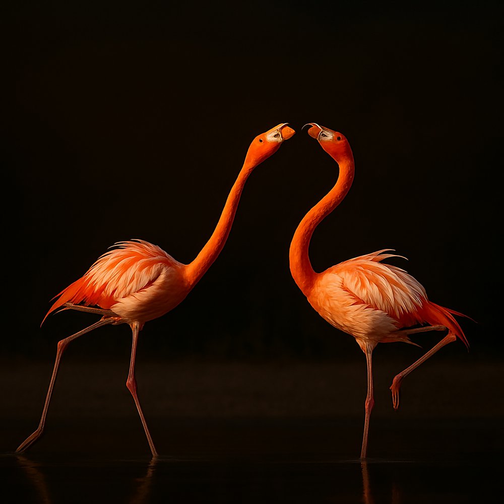 Kissing Pink Flamingos