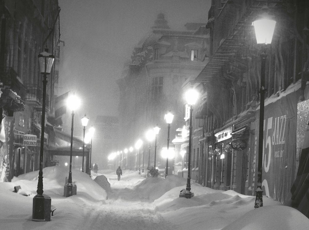 Snowy City Night