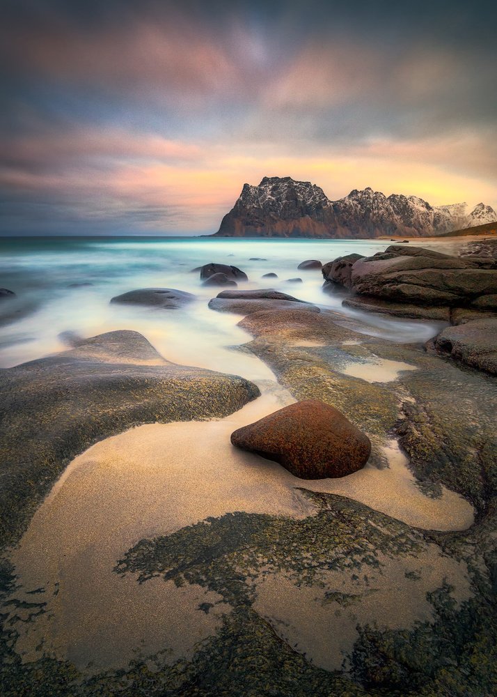 Rocky Beach Sunset Glow