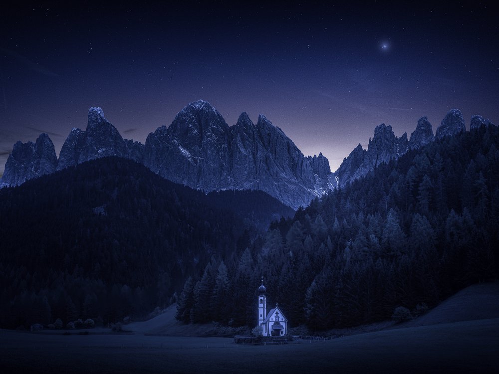 Starry Night Mountain Chapel