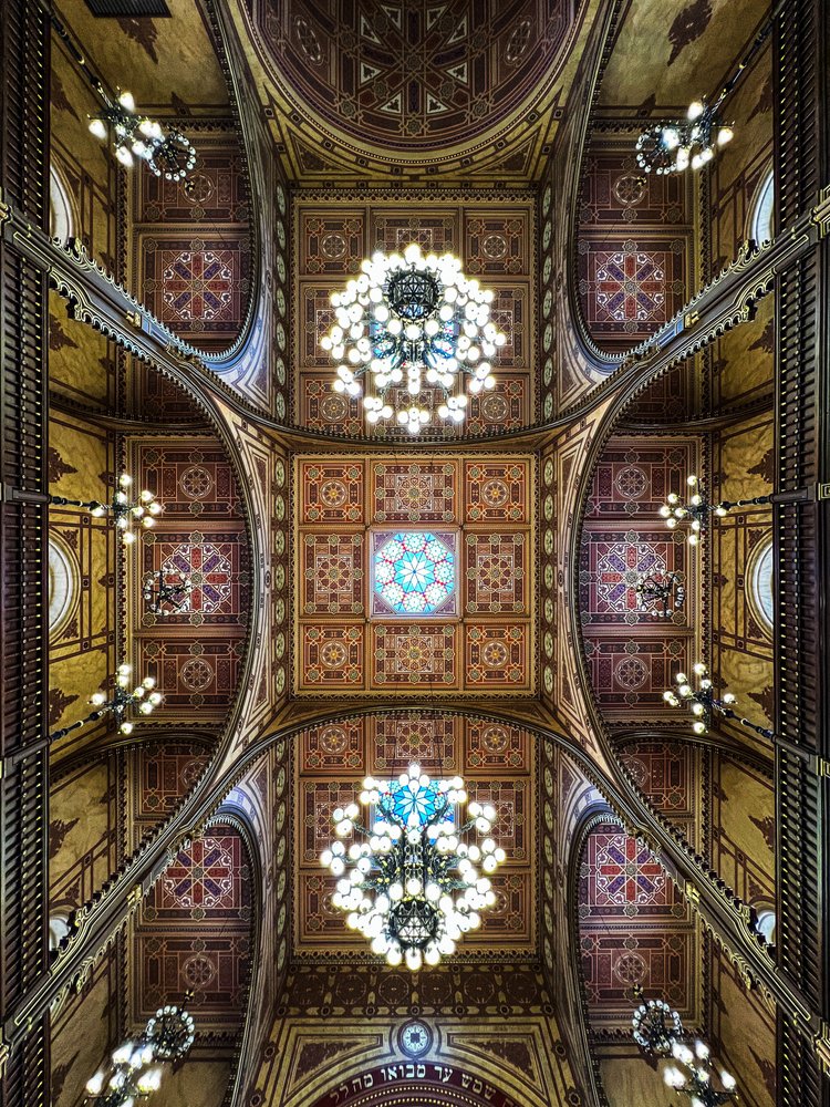 Ornate Synagogue Ceiling