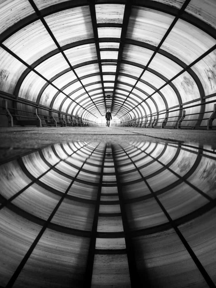Lone Figure Tunnel Reflection
