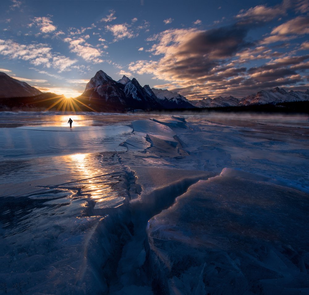 Sunrise Over Frozen Lake