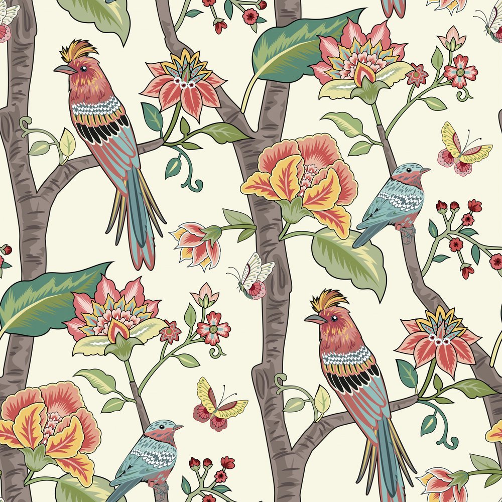 Vibrant Birds and Flowers