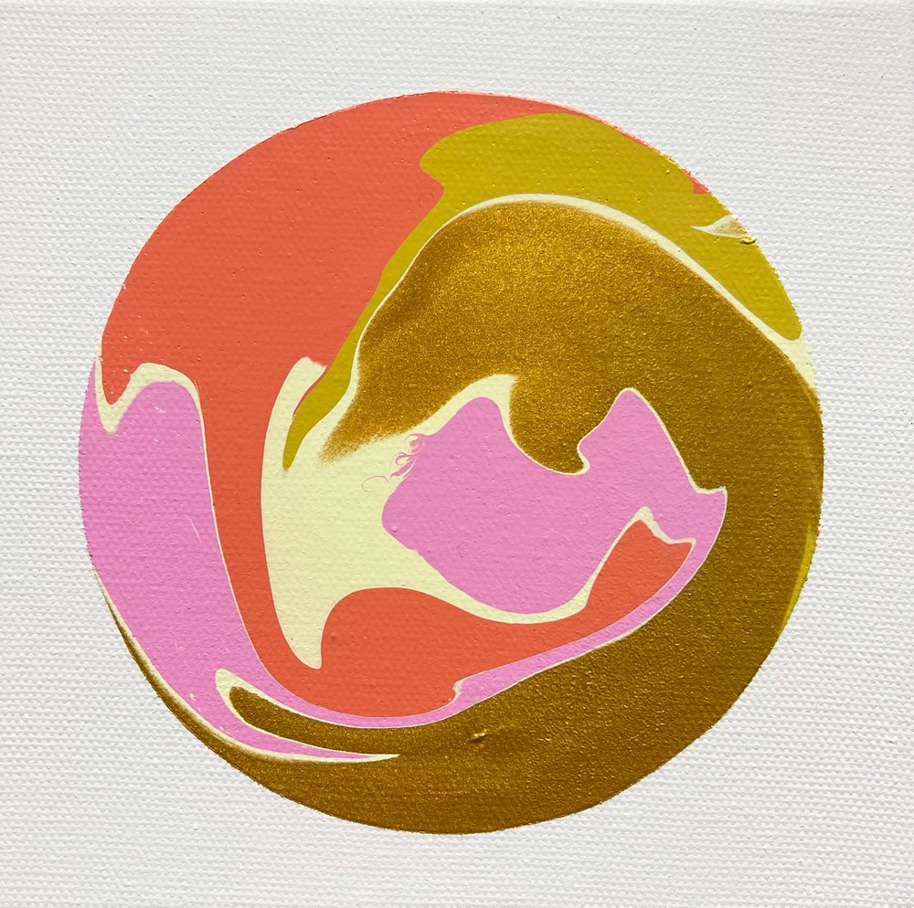 Golden Coral Fluid Swirl
