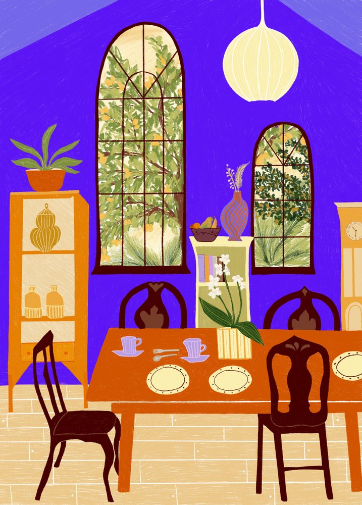 Blue Dining Room View
