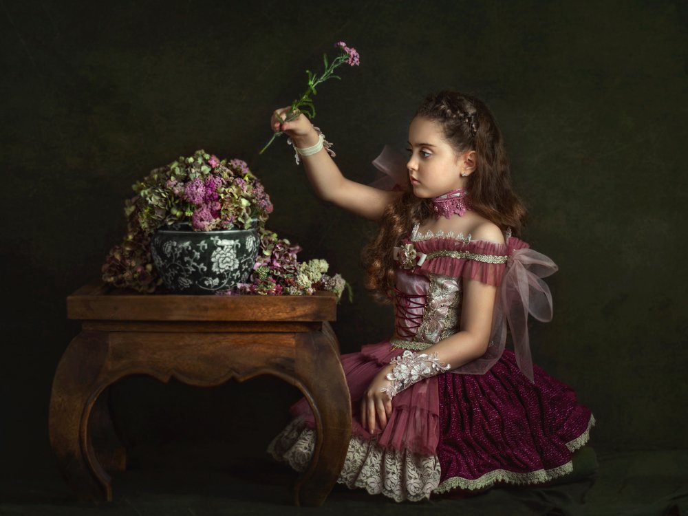Vintage Girl Floral Portrait