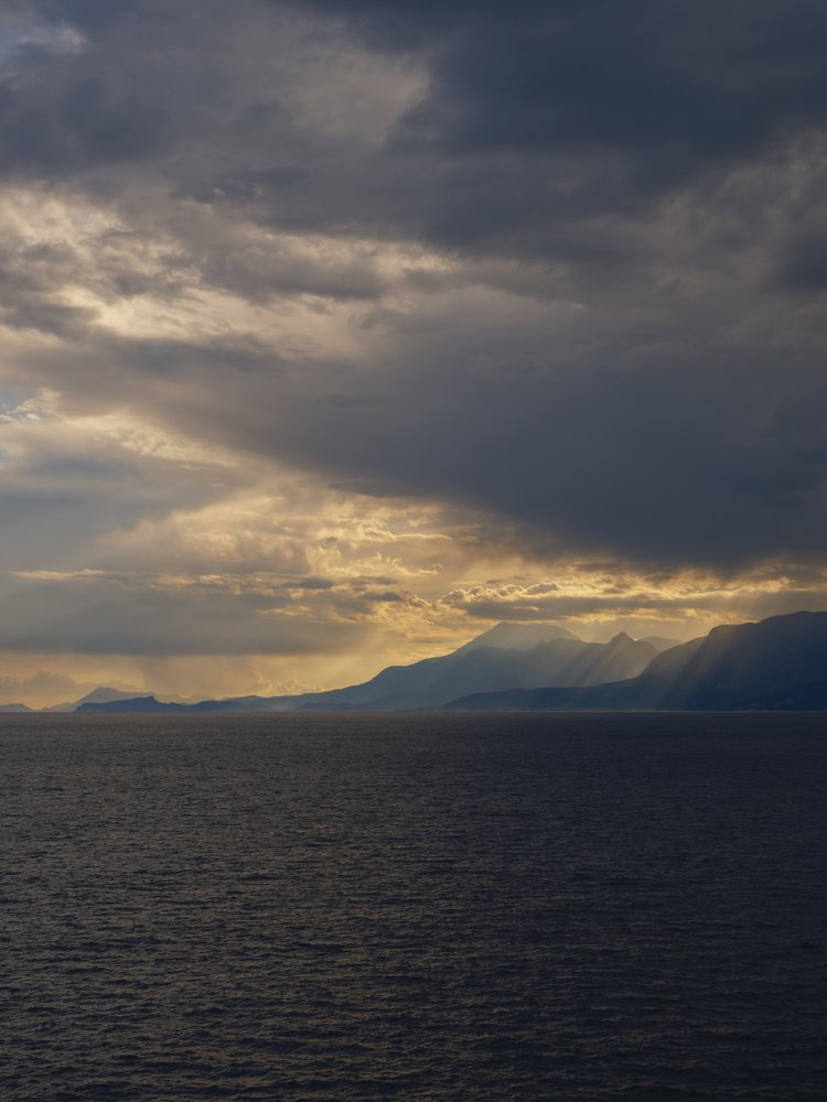 Moody Mountain Seascape