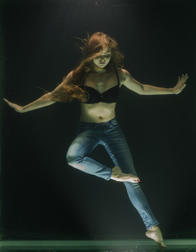 Floating Woman In Jeans