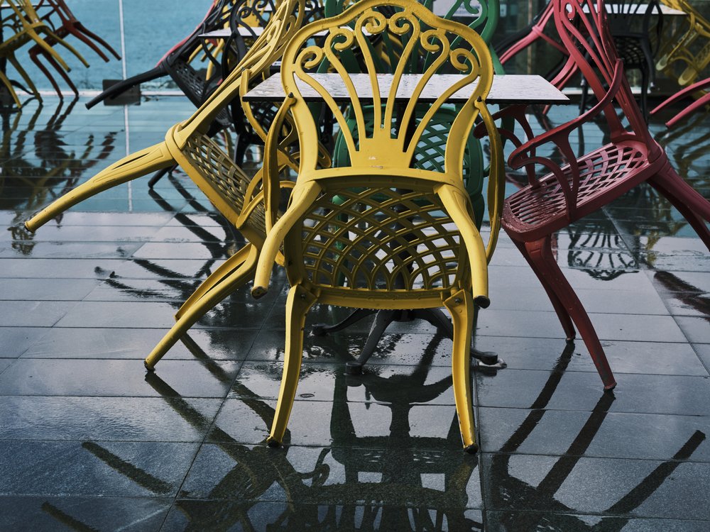 Colorful Chairs Reflections