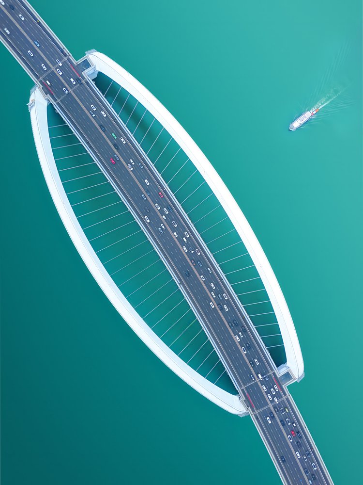 Modern Bridge Over Teal Water