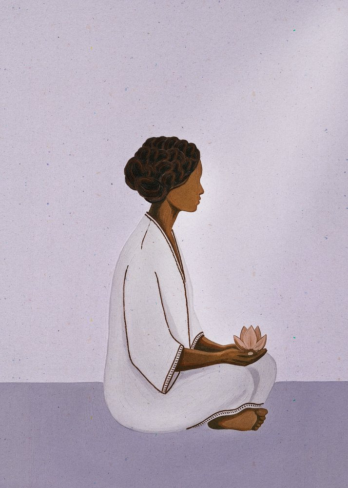 Meditating Woman with Lotus