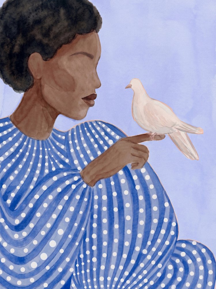 Serene Woman and Dove
