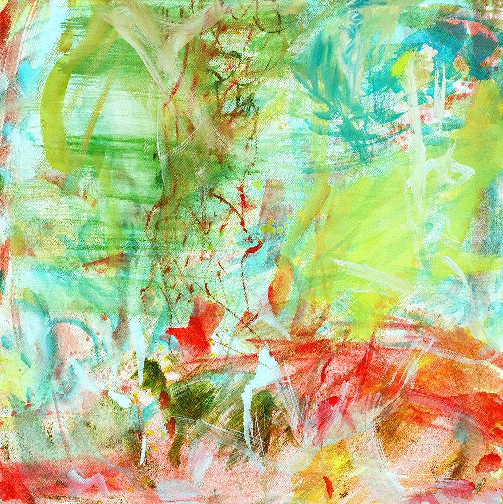 Vibrant Green Red Abstract