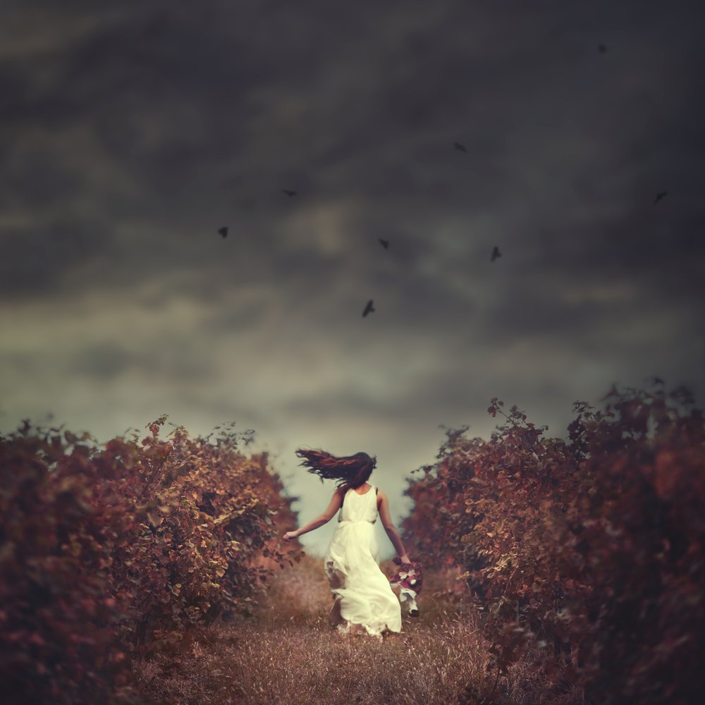 Running Woman Dark Skies