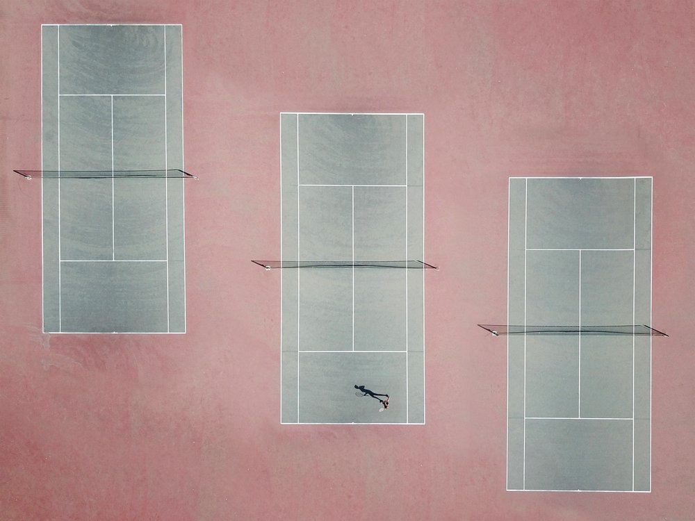 Pink Tennis Courts Overhead