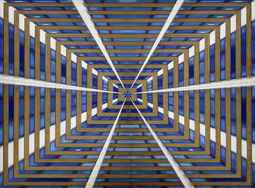 Blue Geometric Tunnel