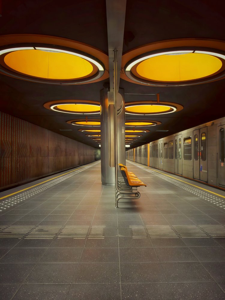 Orange Lit Metro Station