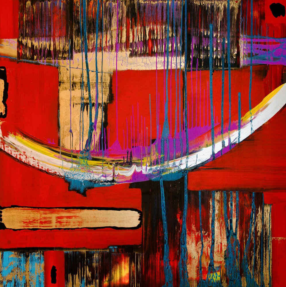 Dynamic Red Gold Abstract