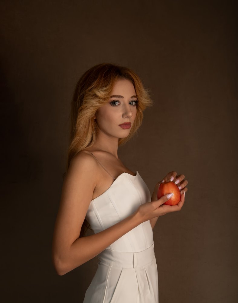 Elegant Woman Red Apple