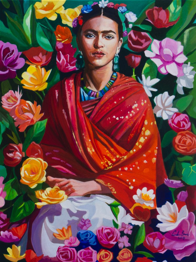 Vibrant Woman Floral Portrait