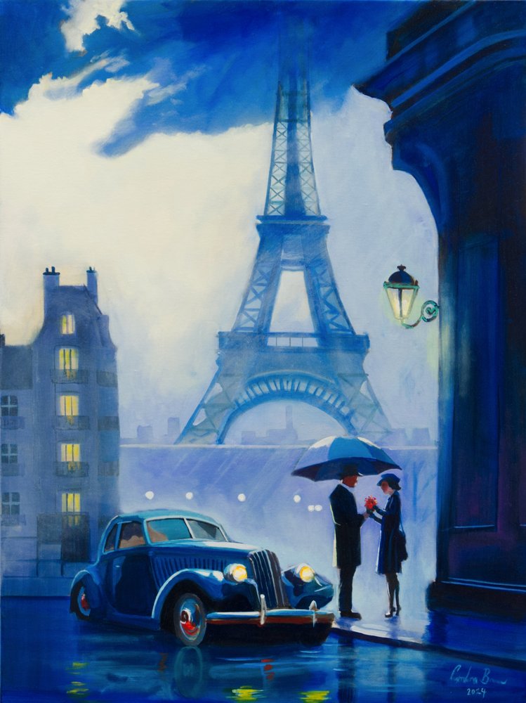 Parisian Romance in Rain