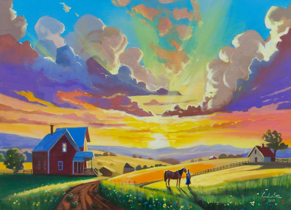 Golden Hour Farm Landscape