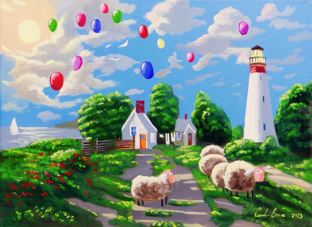 Lighthouse Sheep And Balloons