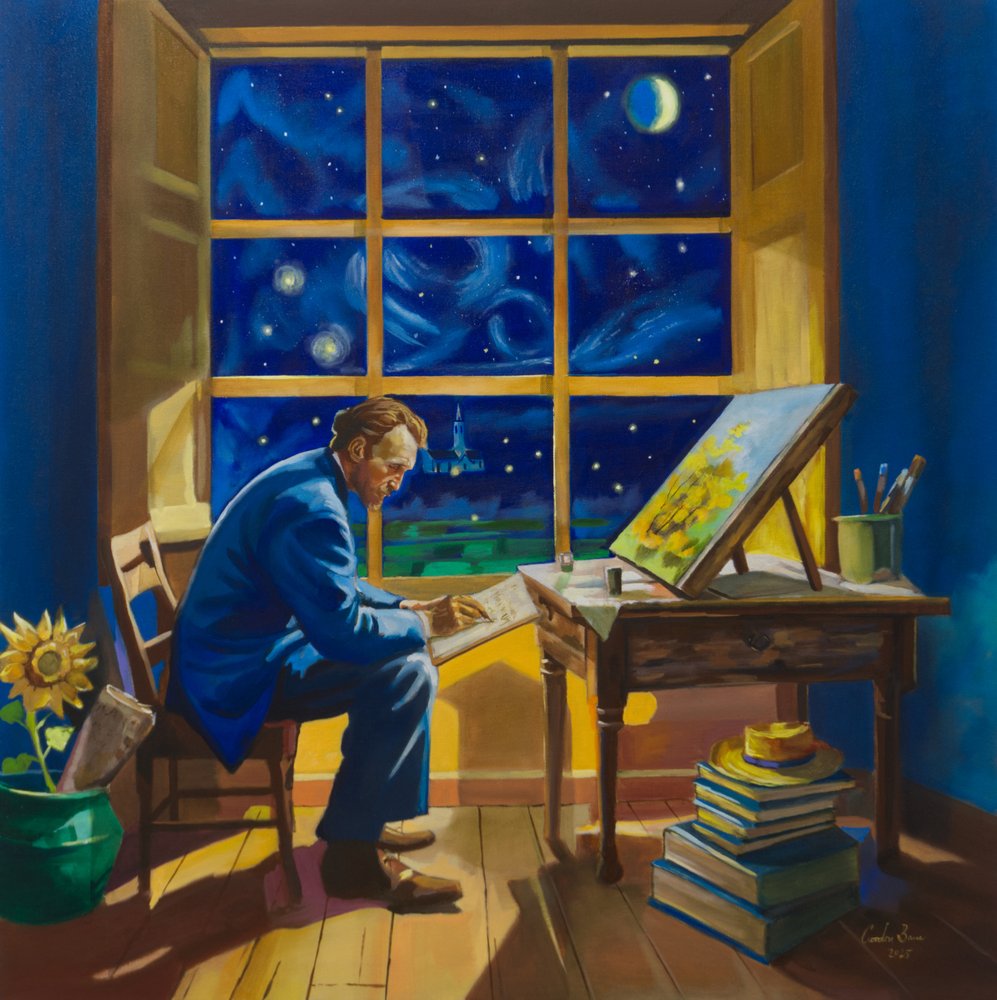 Artist By Starry Window