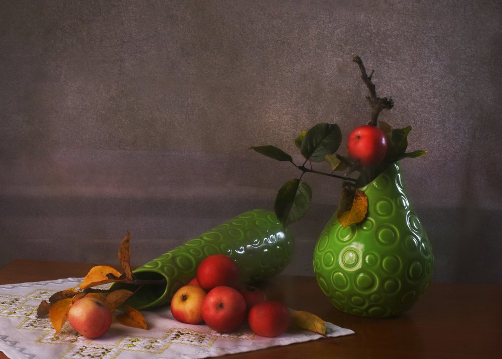 Autumn Apples and Vases