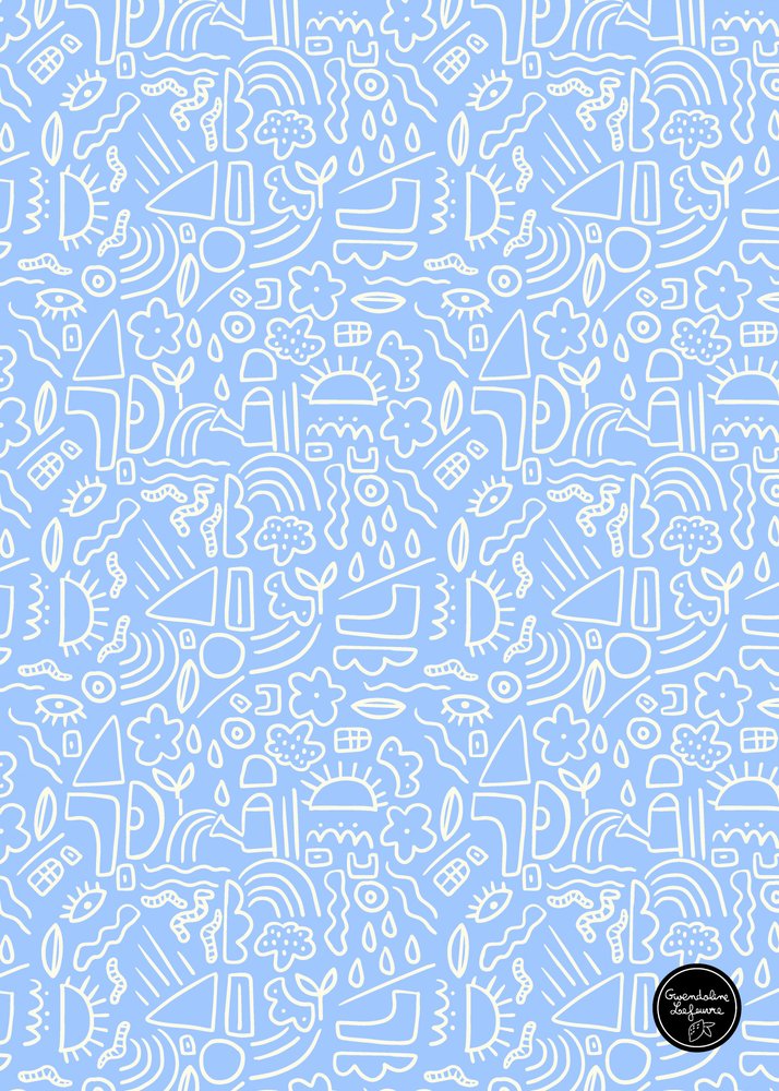 Playful Blue Sky Doodles