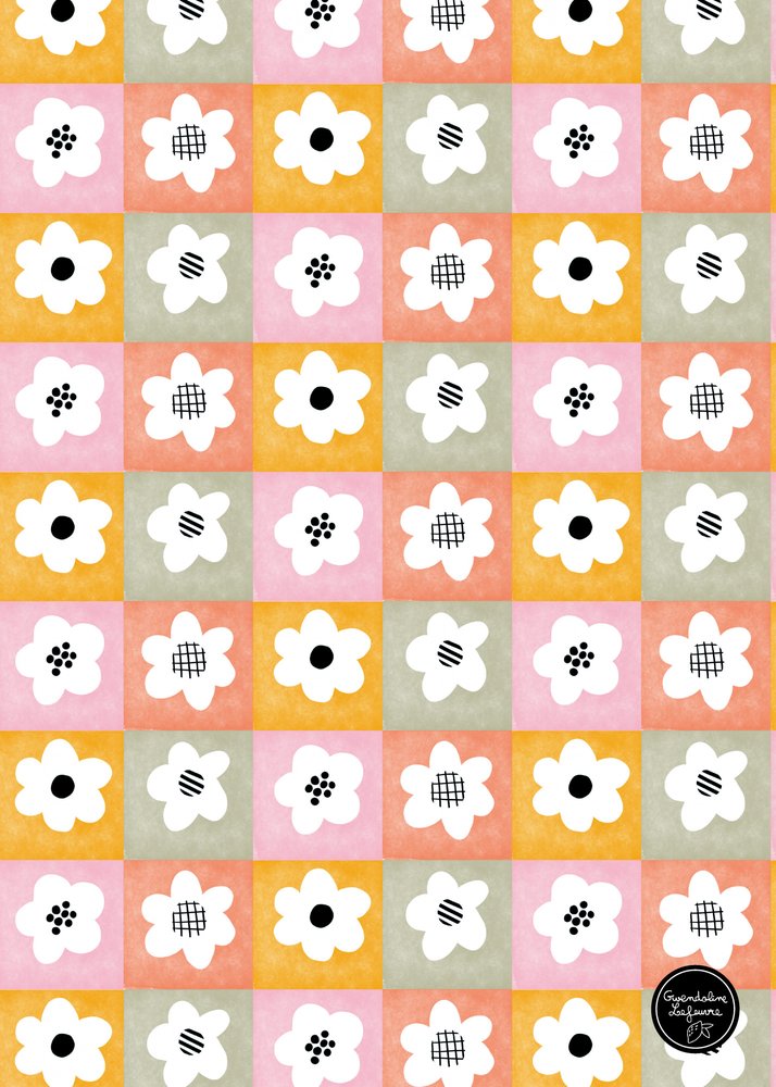 Playful Checkered Flowers
