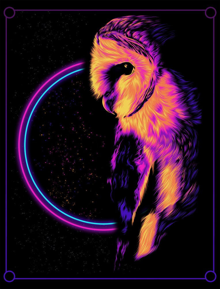 Neon Owl Cosmic Glow